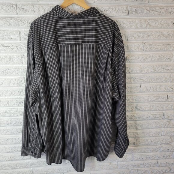 Van Heusen Mens Shirt 4XL Long Sleeve Black White Plaid Pocket PLA86XE - Picture 6 of 10